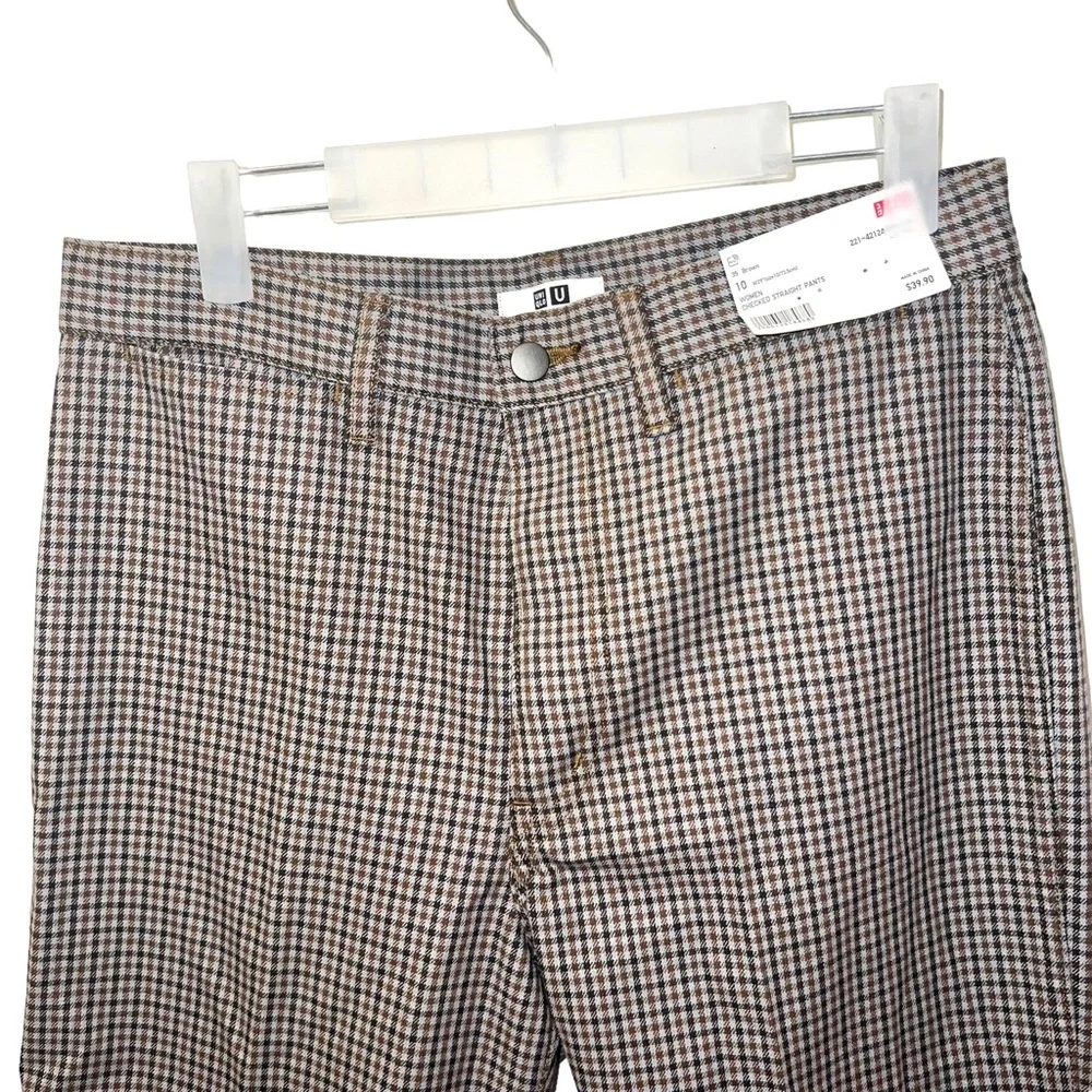 Uniqlo Women Checkered Corpcore Straight Pants Size 10 - Picture 6 of 7
